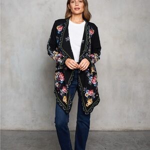 Black Cardigan with Colorful Floral Embroidery